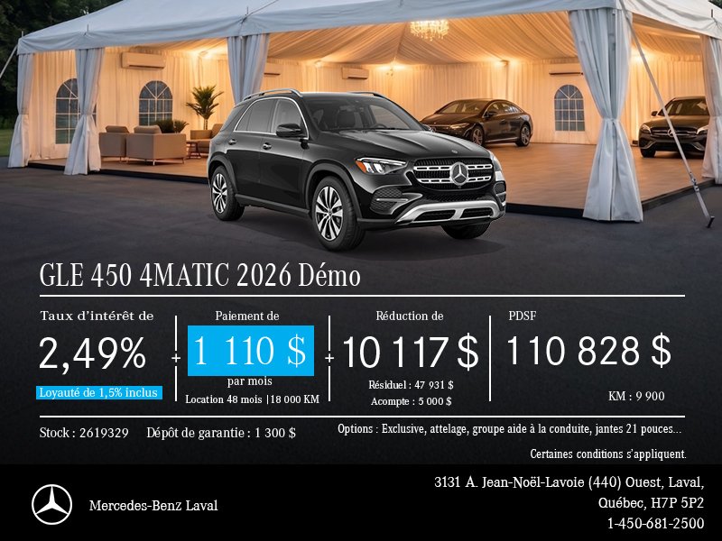 GLE 450 4MATIC 2026 Démo
