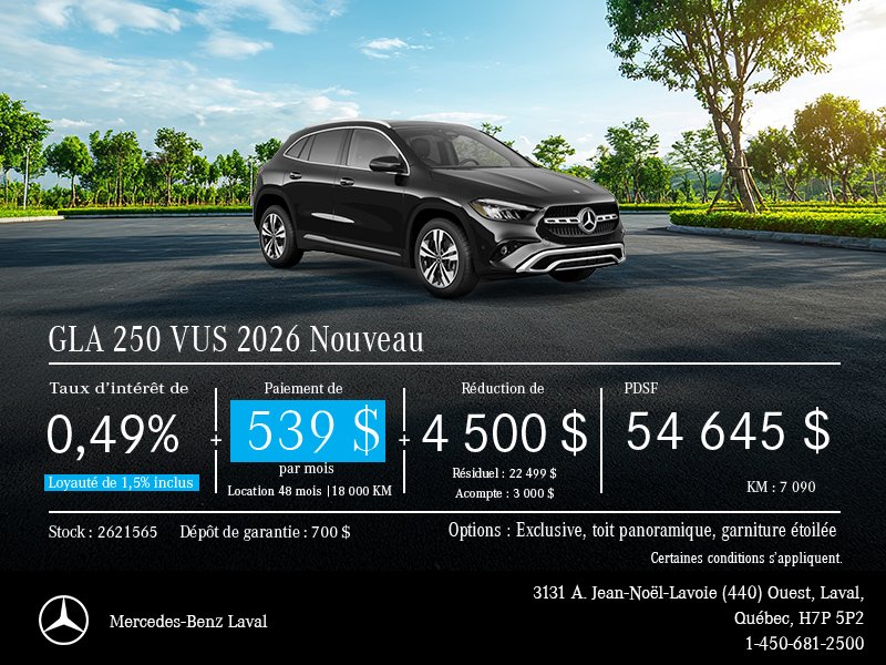 Nouveau GLA 250 VUS 2026