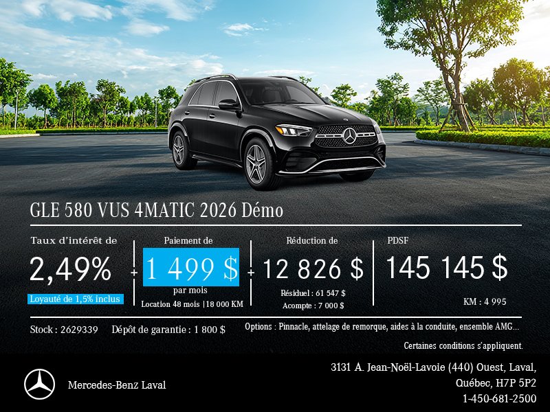 Démo GLE 580 VUS 4MATIC 2026