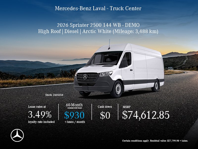 2026 Sprinter 2500 144 WB - High Roof - Diesel