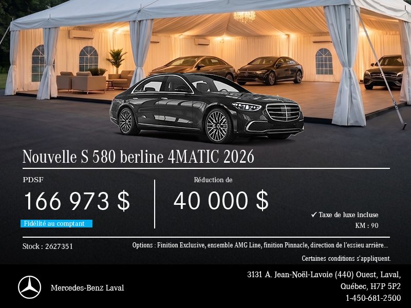 Nouvelle S 580 berline 4MATIC 2026
