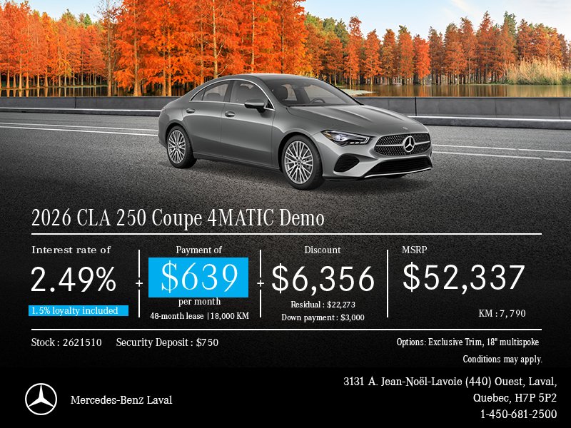 2026 CLA 250 Coupe 4MATIC Demo