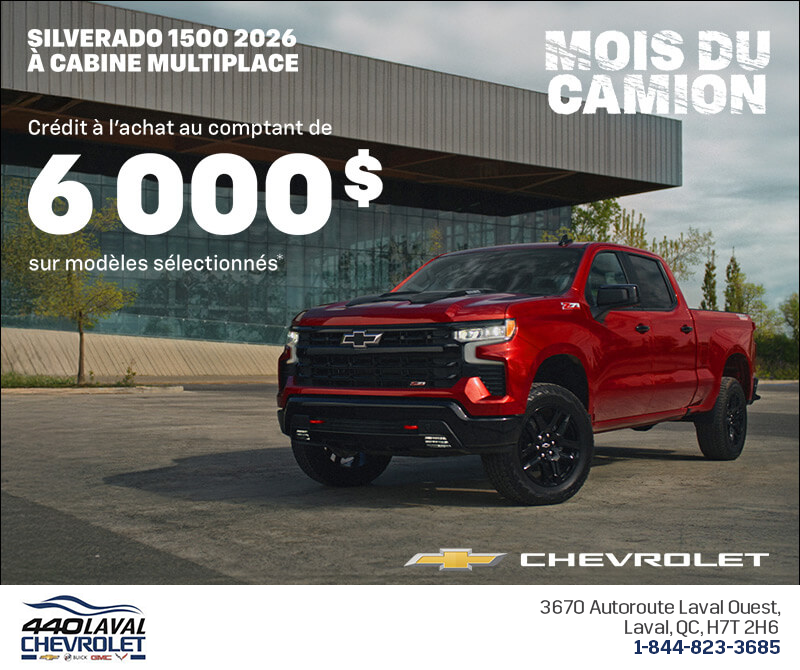 Procurez-vous le Chevrolet Silverado 1500 2026 à cabine multiplace
