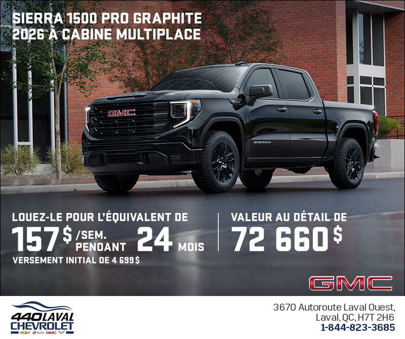 Le GMC Sierra 1500 Pro Graphite 2026 à cabine multiplace