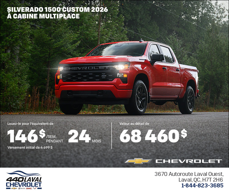 Procurez-vous le Chevrolet Silverado 1500 2026 à cabine multiplace