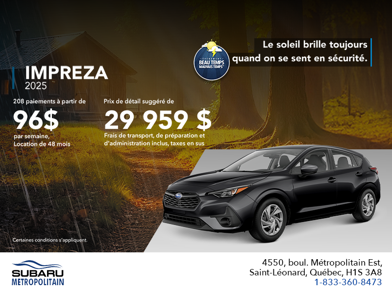 Procurez-vous la Impreza 2025!