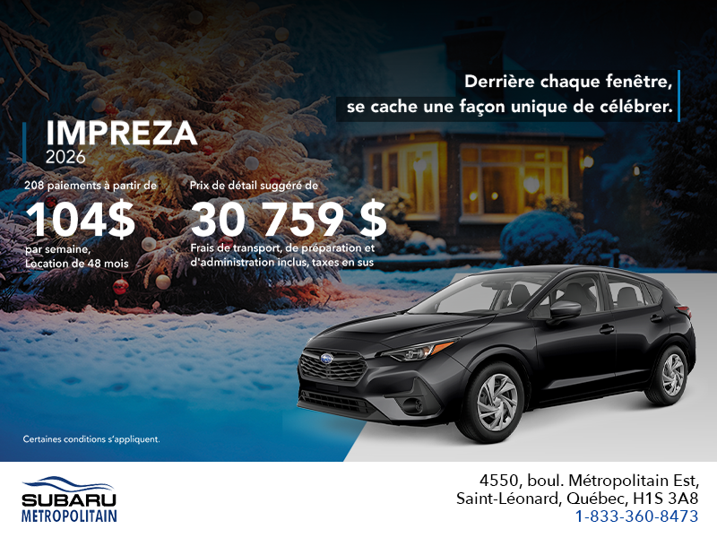 Procurez-vous la Impreza 2026!