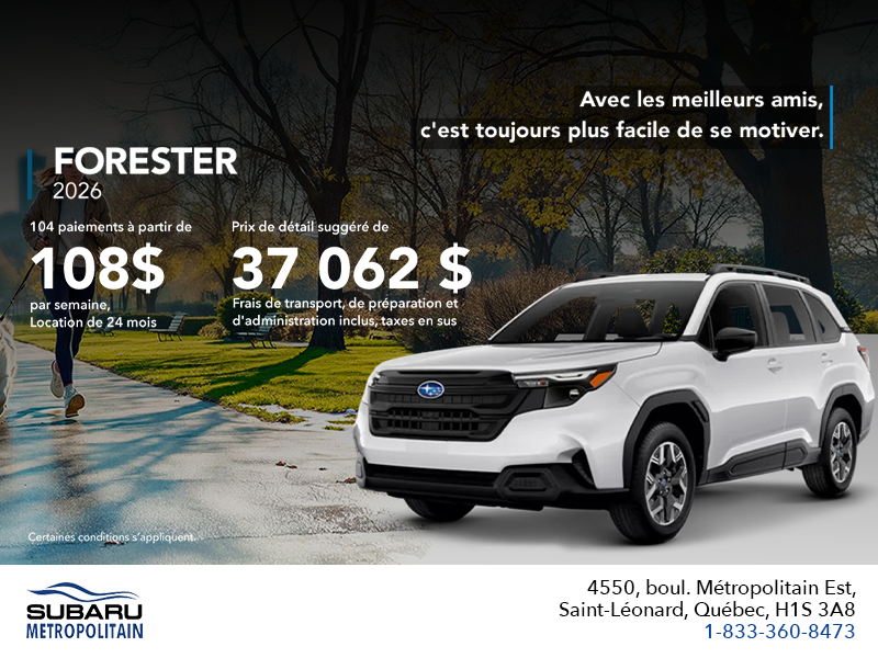 Procurez-vous le Forester 2026!