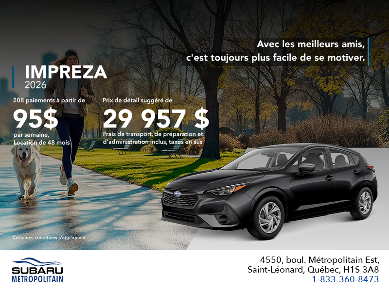 Procurez-vous la Impreza 2026!