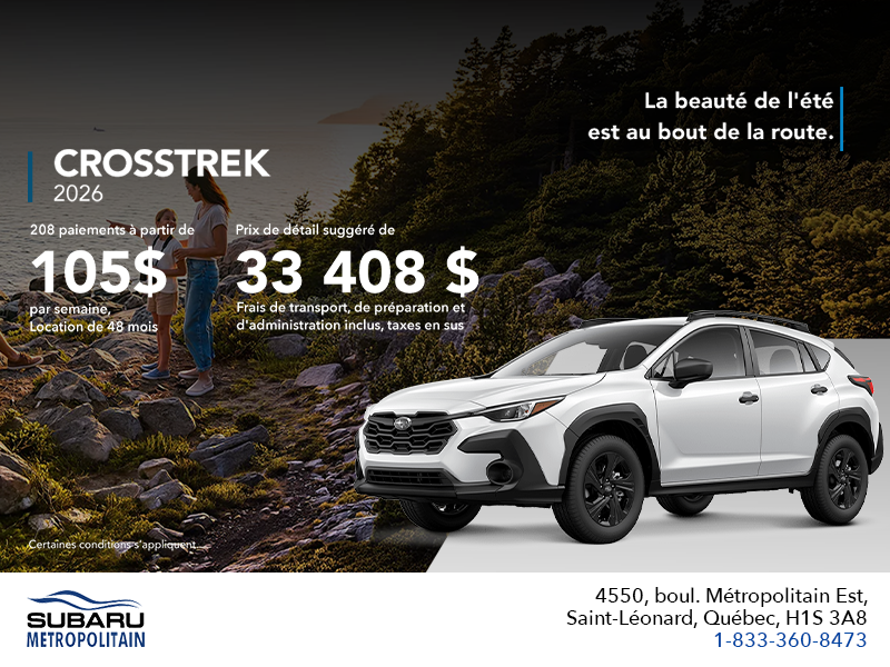 Procurez-vous le Crosstrek 2026!