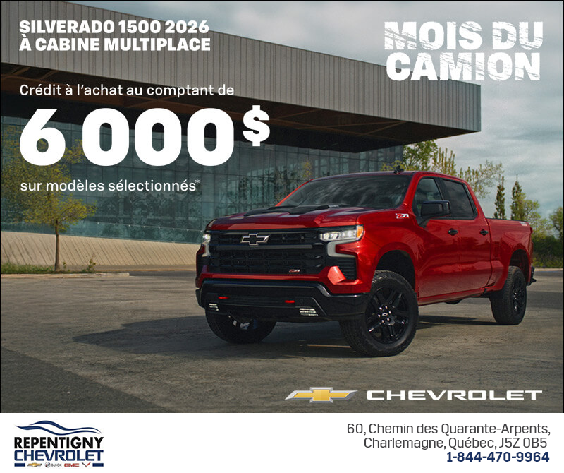 Procurez-vous le Chevrolet Silverado 1500 2026 à cabine multiplace