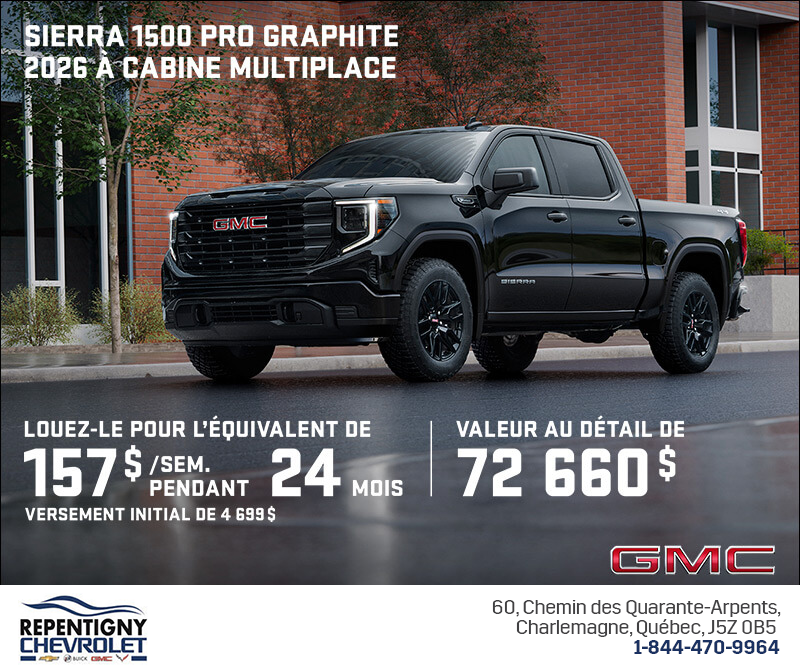 Le GMC Sierra 1500 Pro Graphite 2026 à cabine multiplace
