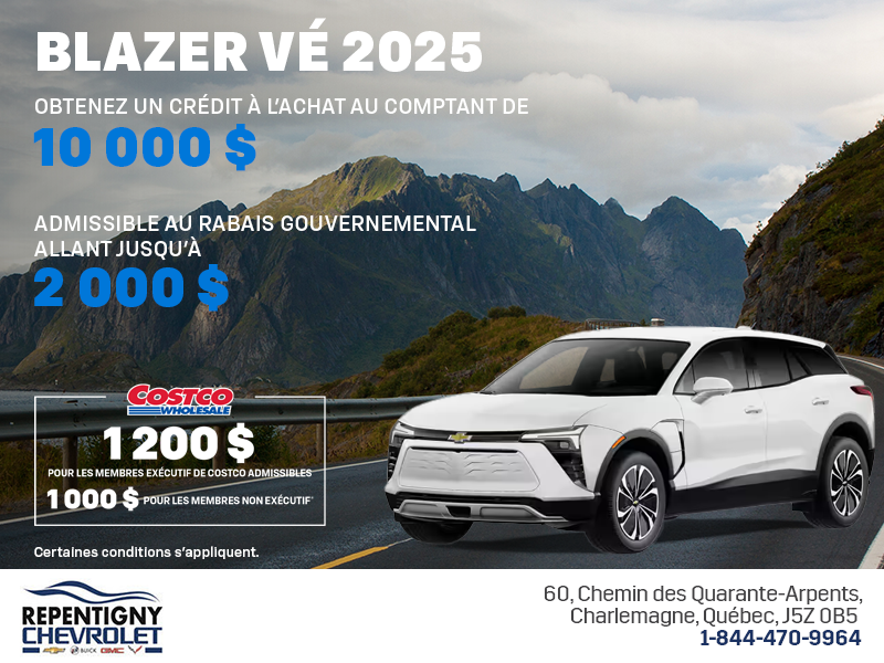 Procurez-vous le Chevrolet Blazer VÉ 2025