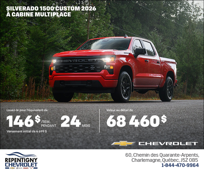 Procurez-vous le Chevrolet Silverado 1500 2026 à cabine multiplace