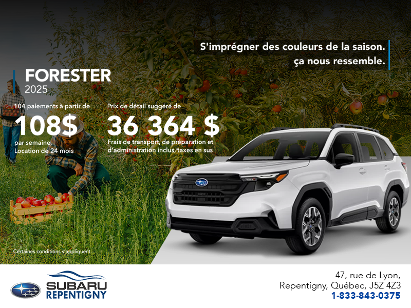Procurez-vous le Forester 2025!