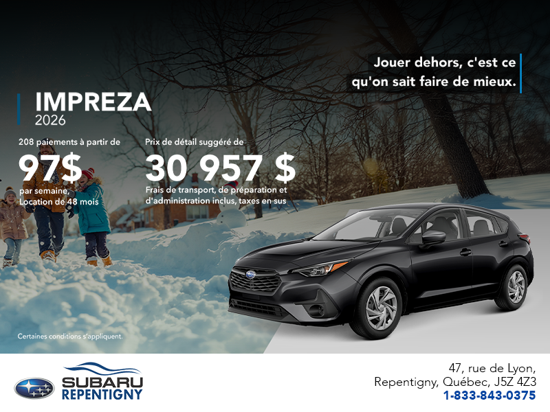 Procurez-vous la Impreza 2026!