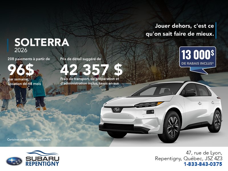 Procurez-vous le Solterra 2026!