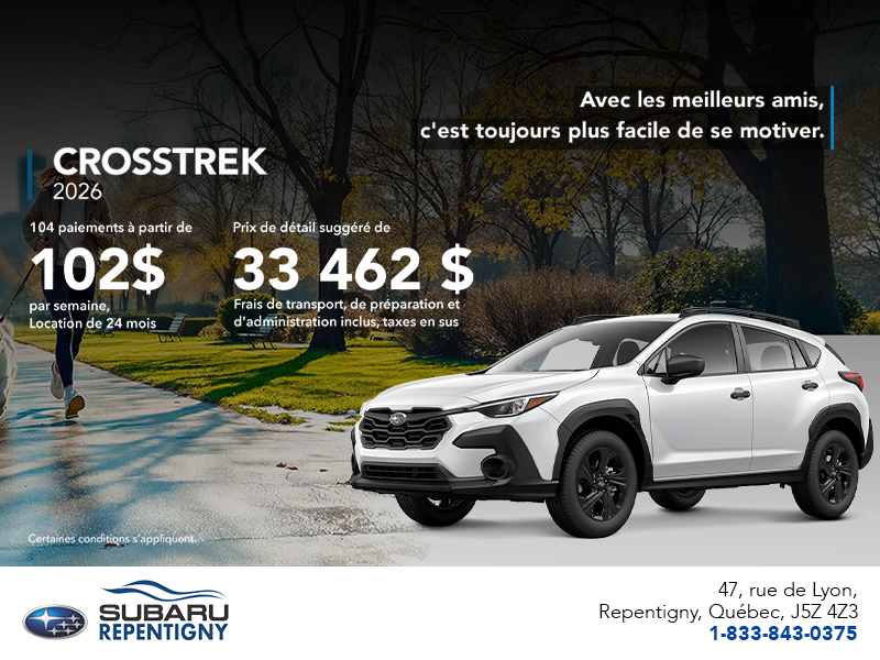 Procurez-vous le Crosstrek 2026!