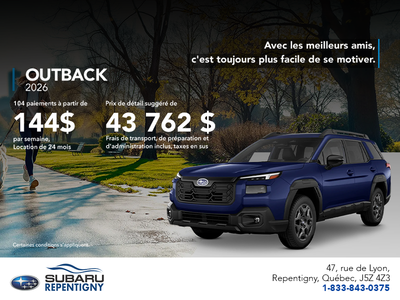 Procurez-vous le Outback 2026!