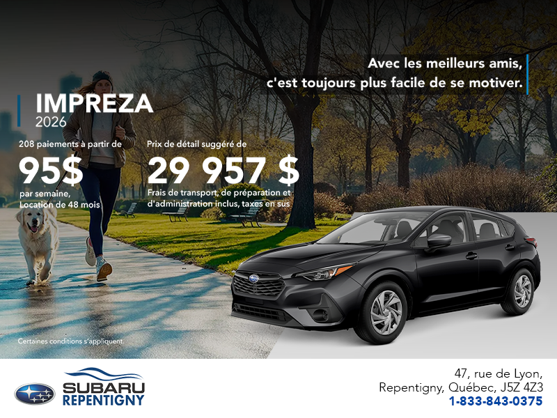 Procurez-vous la Impreza 2026!