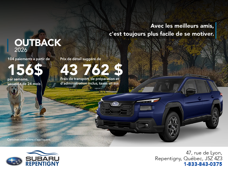 Procurez-vous le Outback 2026!