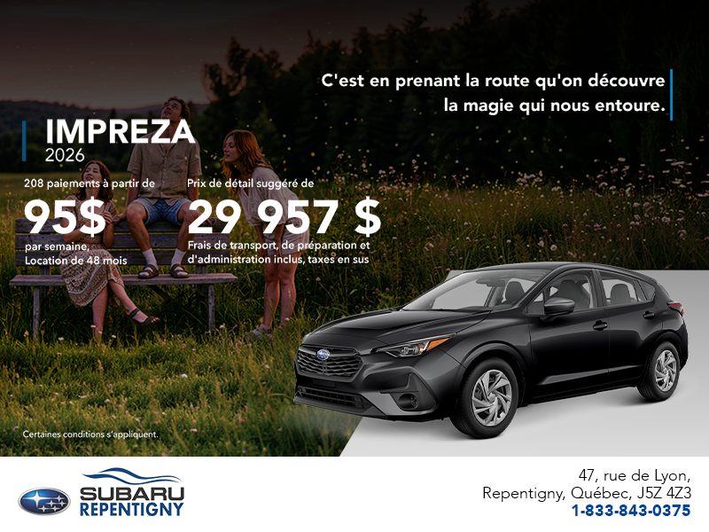 Procurez-vous la Impreza 2026!