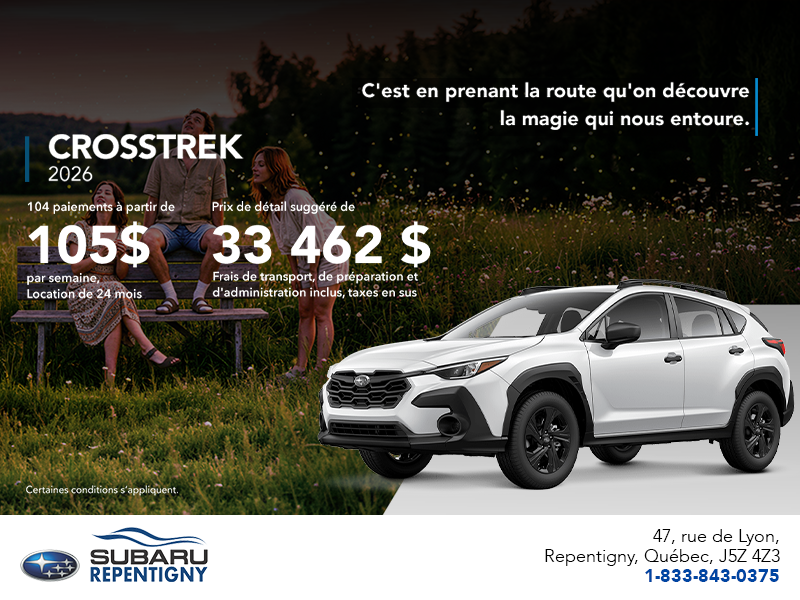 Procurez-vous le Crosstrek 2026!