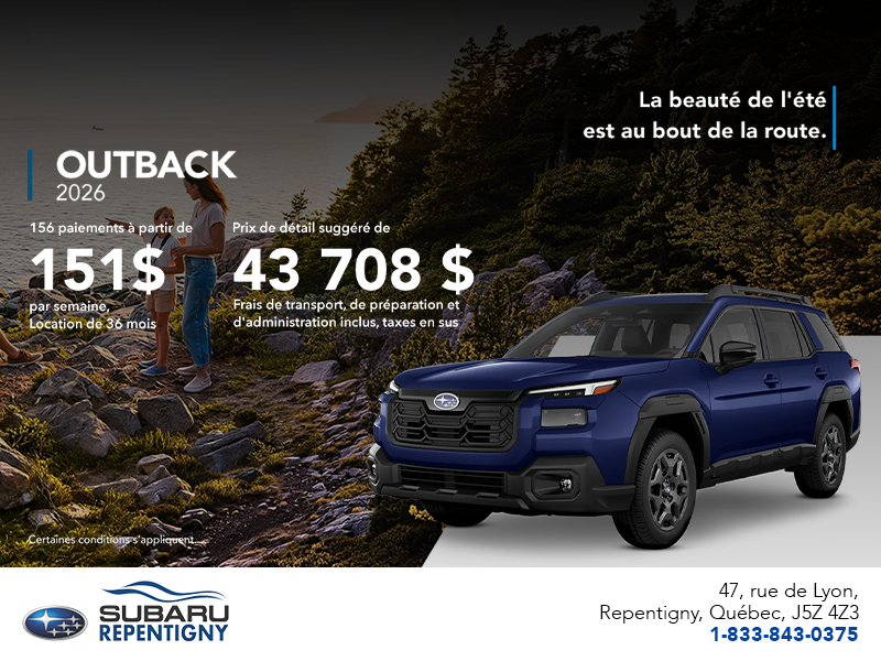 Procurez-vous le Outback 2026!